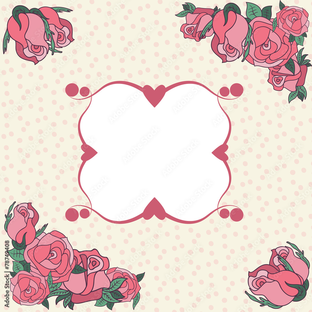 Frame for your text decorated with rose. Frame for your text decorated with rose.