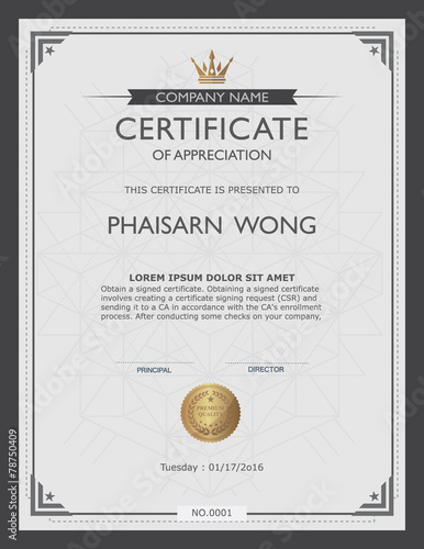 certificate template and element.
