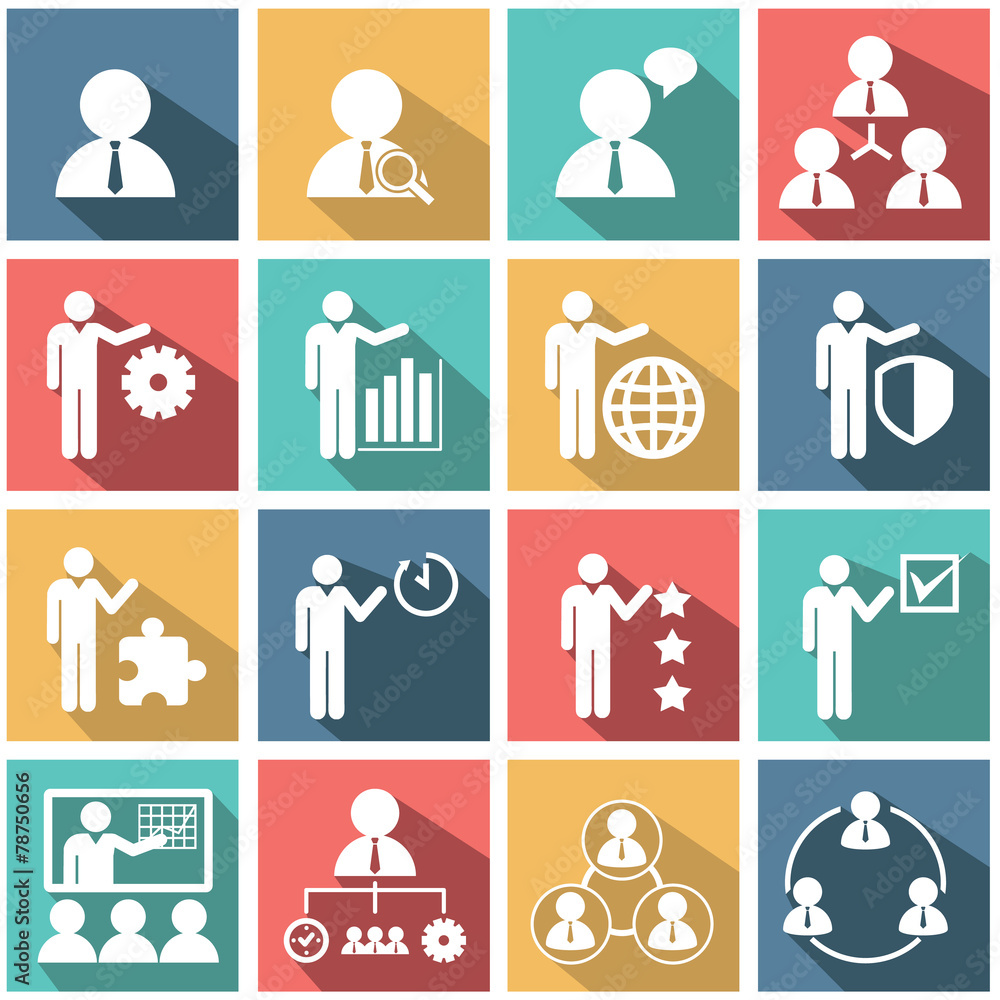 Human resources and management icons set Human resources and management icons set