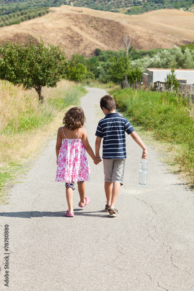 Two children on the road