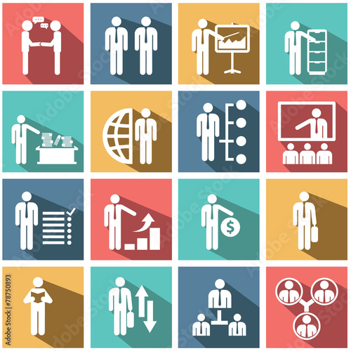 Human resources and management icons set