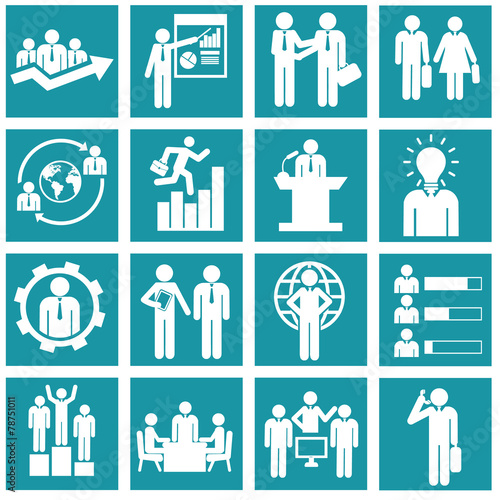 Human resources and management icons set