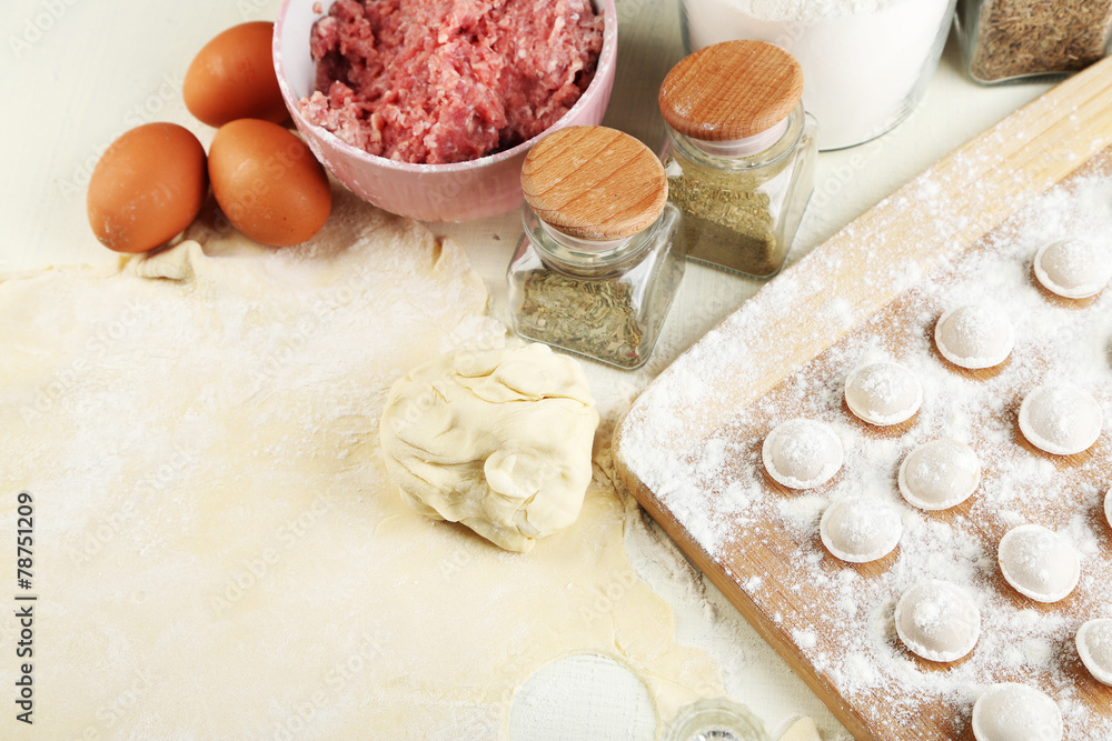 Fototapeta premium Cooking dumplings close-up