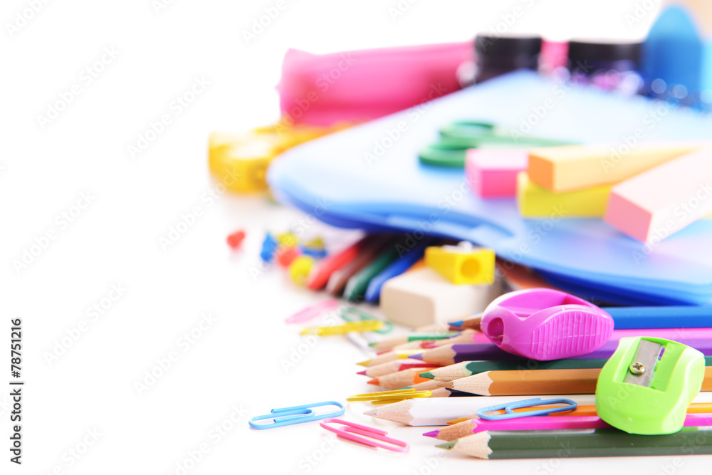 School stationery isolated on white School stationery isolated on white