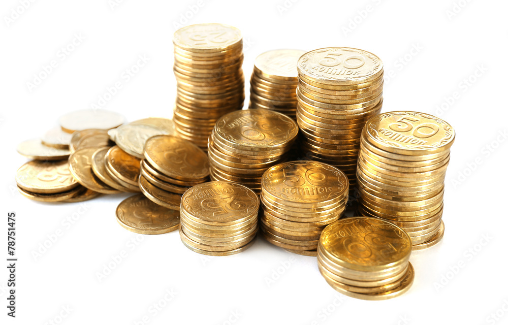 Pile of coins isolated on white Pile of coins isolated on white