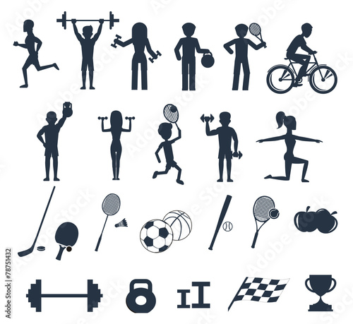 Exercises with weights and warm-up icons