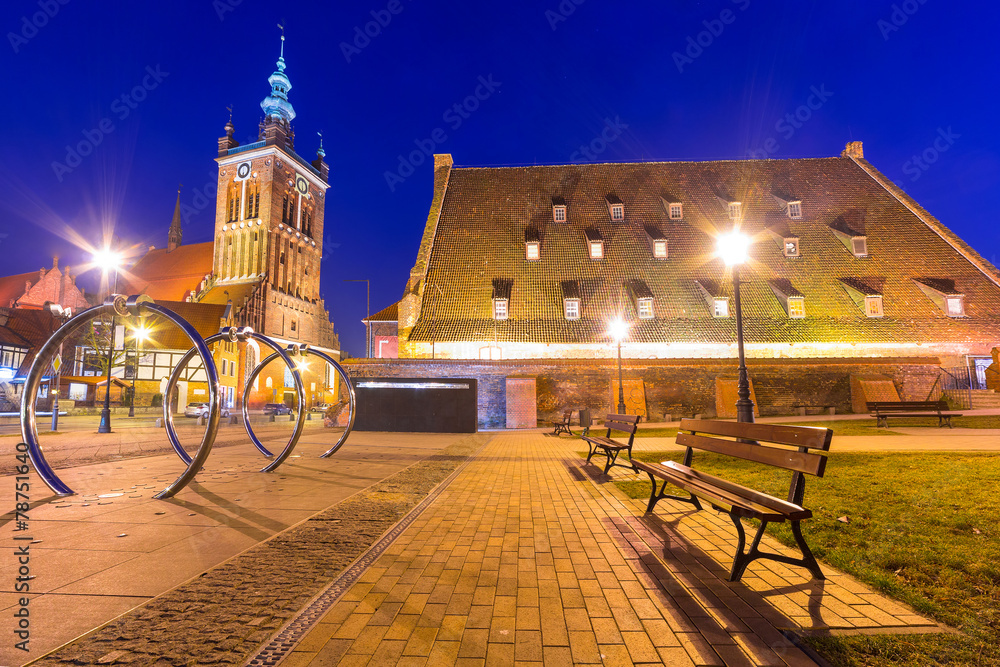 The Large Mill and St. Catherine's Church in Gdansk