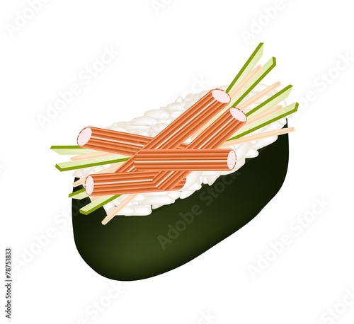 Kani Nigiri or Crab Stick Sushi on White