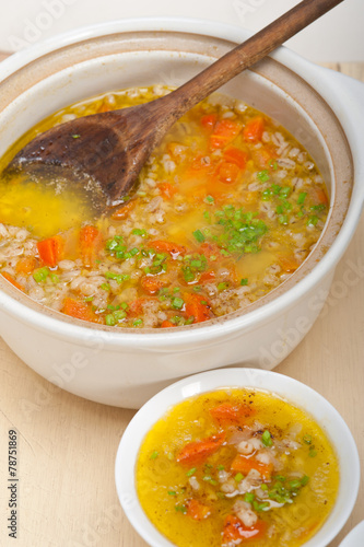 Syrian barley broth soup Aleppo style photo