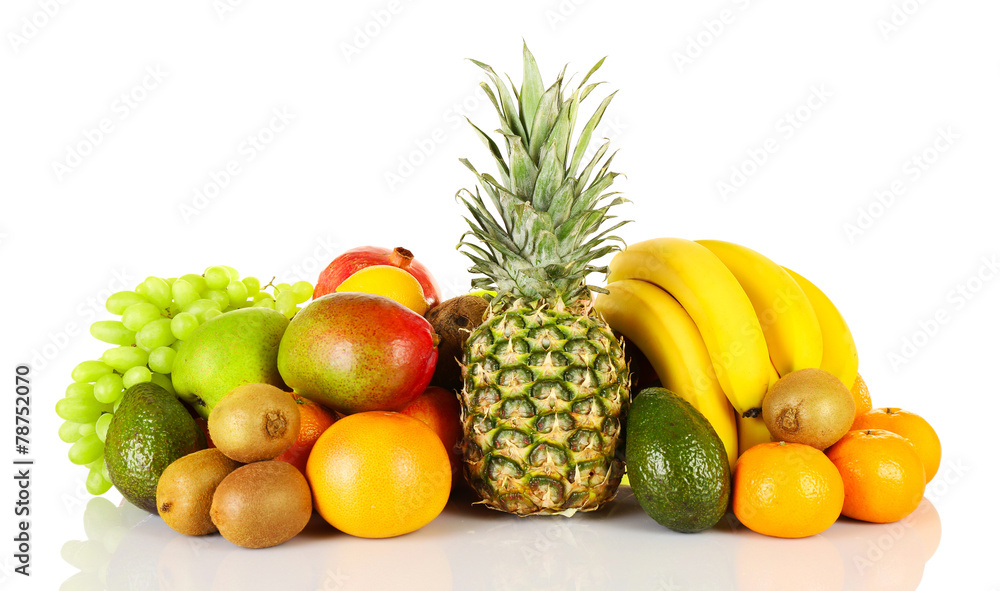 Assortment of exotic fruits isolated on white Assortment of exotic fruits isolated on white