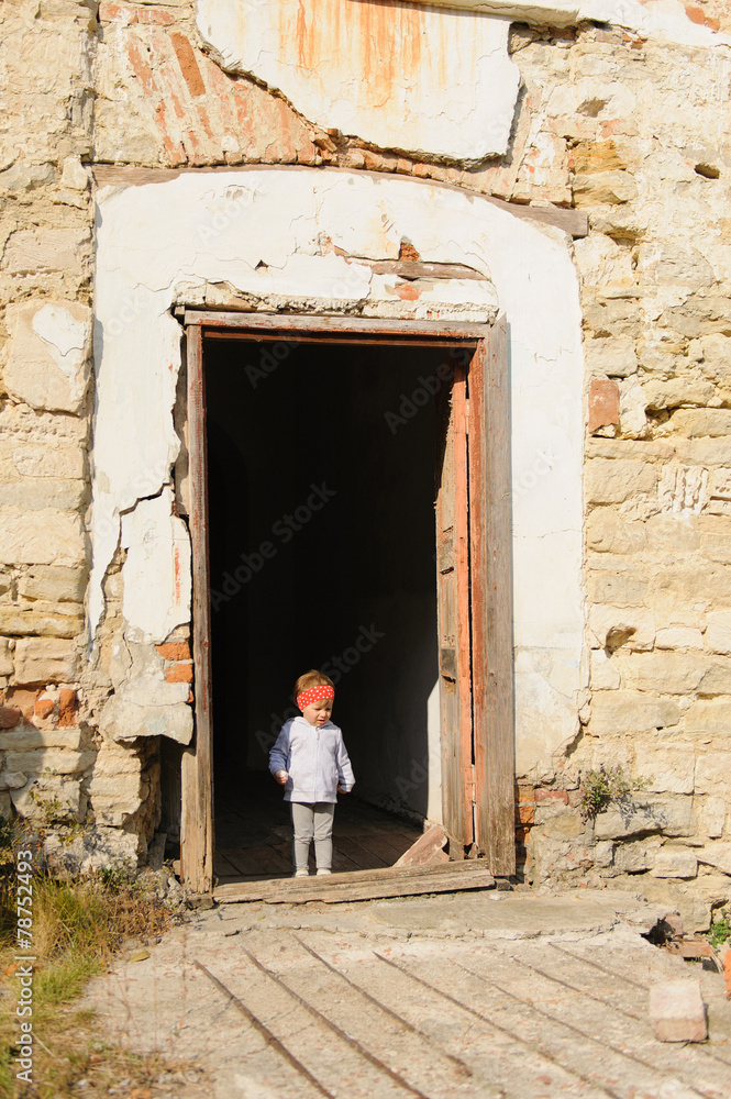 Girl in Ruined Building