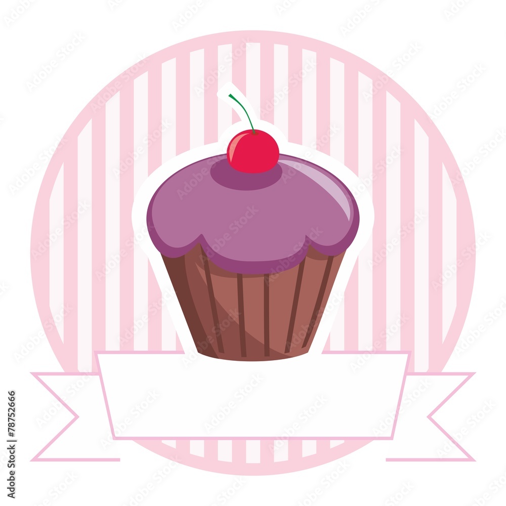 Vector cupcake on stripes background shop icon Vector cupcake on stripes background shop icon