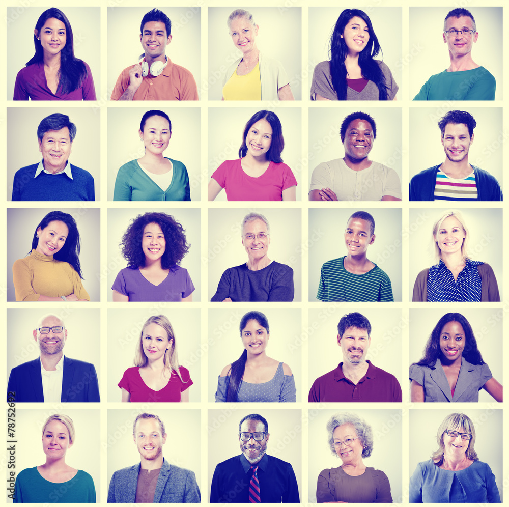 Human Face Set of Faces Collection Diversity Concept Human Face Set of Faces Collection Diversity Concept