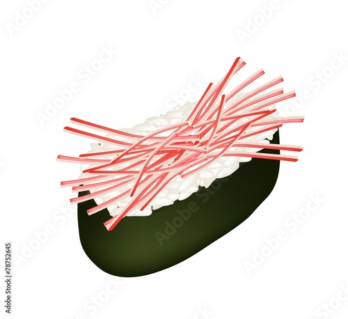 Kani Nigiri or Crab Stick Sushi on White