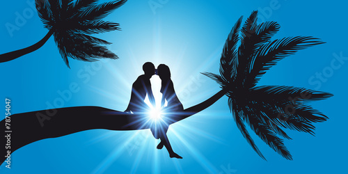 Silhouette Couple cocotier
