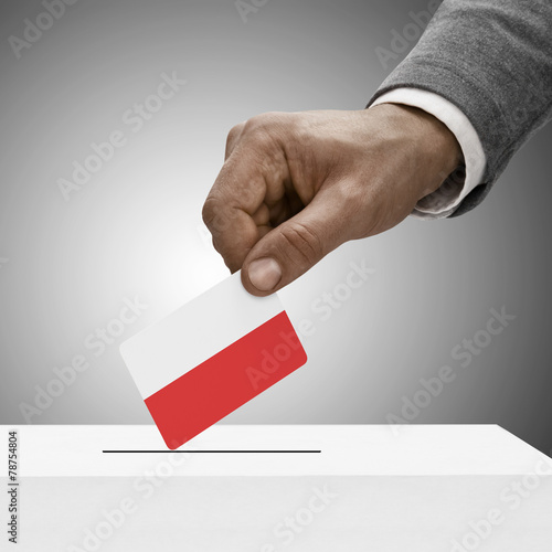 Black male holding flag. Voting concept - Poland photo