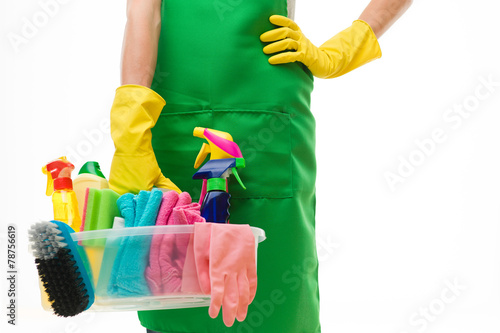 Foto woman ready for spring cleaning