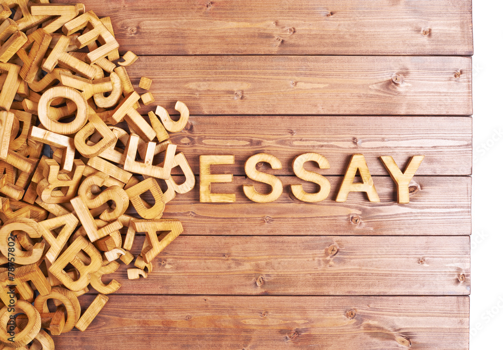 Wall Mural Word essay made with wooden letters