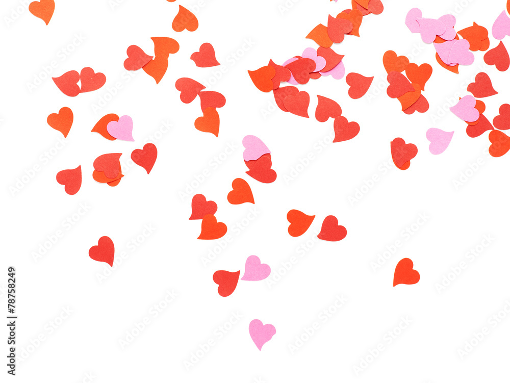 Heart shaped confetti composition