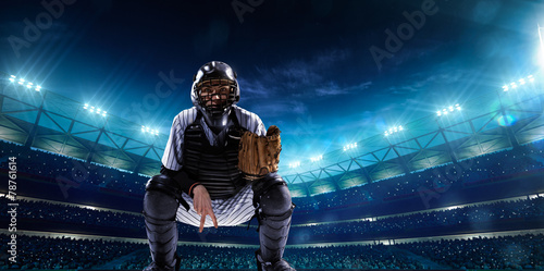 Quadro su tela Professional baseball players on night grand arena