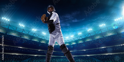 Photography Professional baseball players on night grand arena