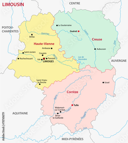 limousin administrative map photo