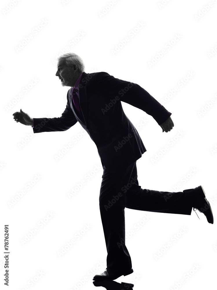 senior business man running silhouette