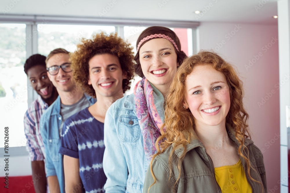 Fototapeta premium Fashion students smiling in a single line