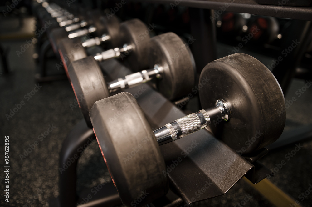 Dumbbells weights in gym