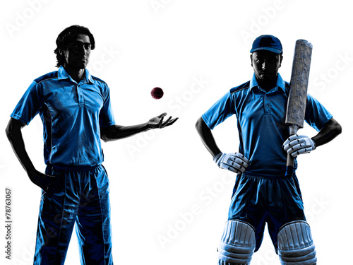 two Cricket players  silhouette photo