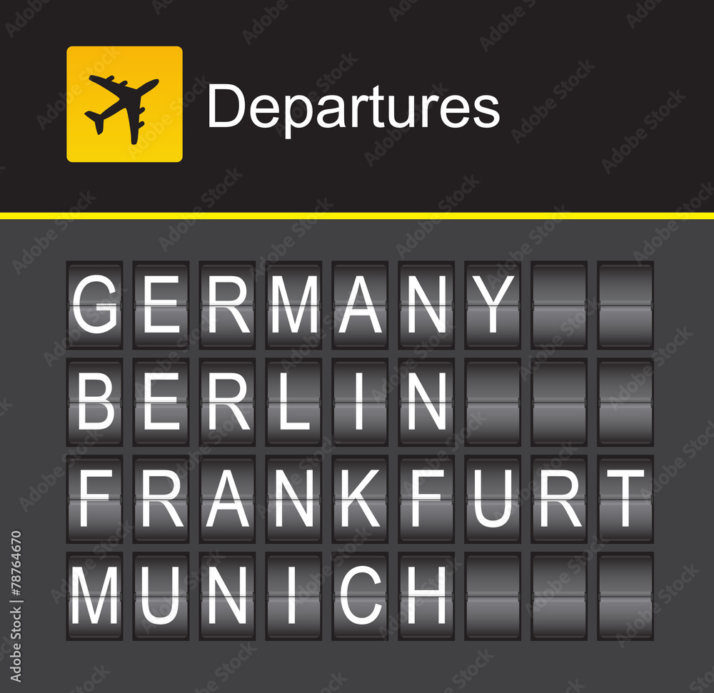 Germany flip alphabet airport departures, Berlin Germany flip alphabet airport departures, Berlin