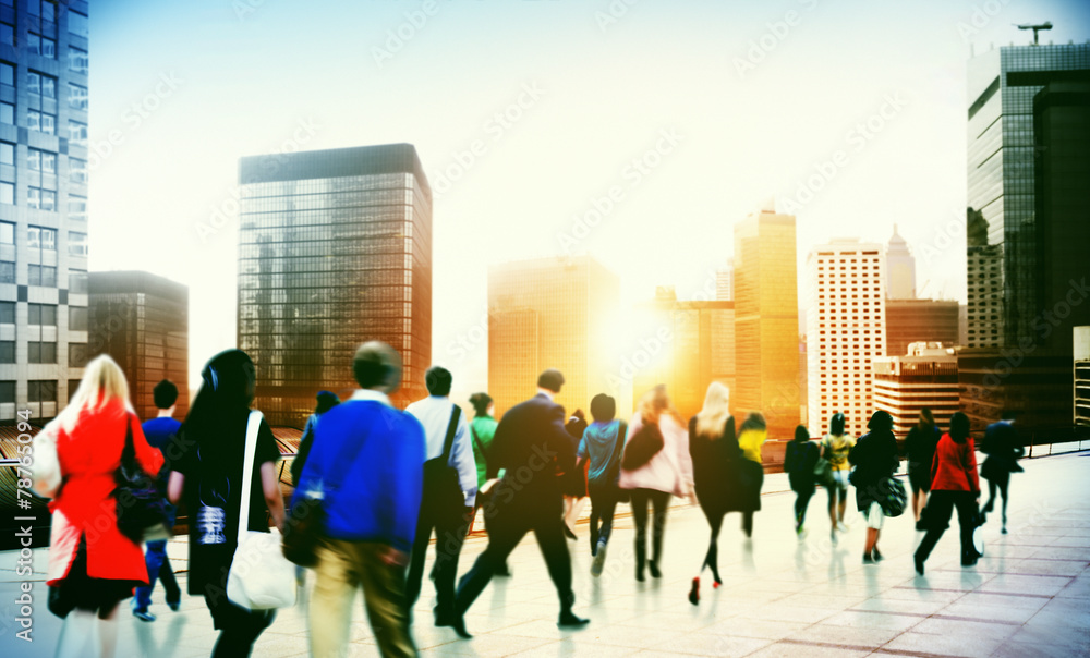 Commuter Business District Walking Corporate Cityscape Concept Commuter Business District Walking Corporate Cityscape Concept