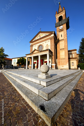 parabiago in  the old   church  closed brick   sidewalk italy  l photo