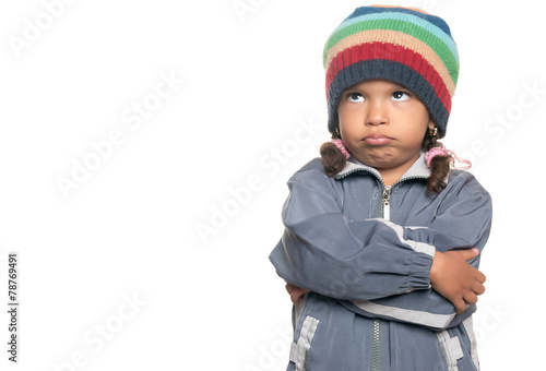 Fotografia Angry little multiracial girl isolated on white