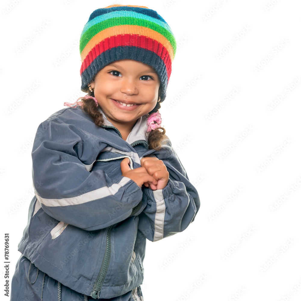 Funny mixed race little girl isolated on white Funny mixed race little girl isolated on white