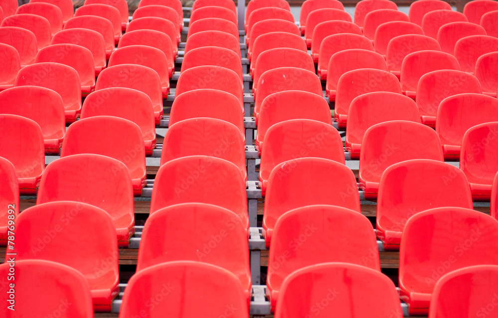 Fototapeta premium Bright red stadium seats