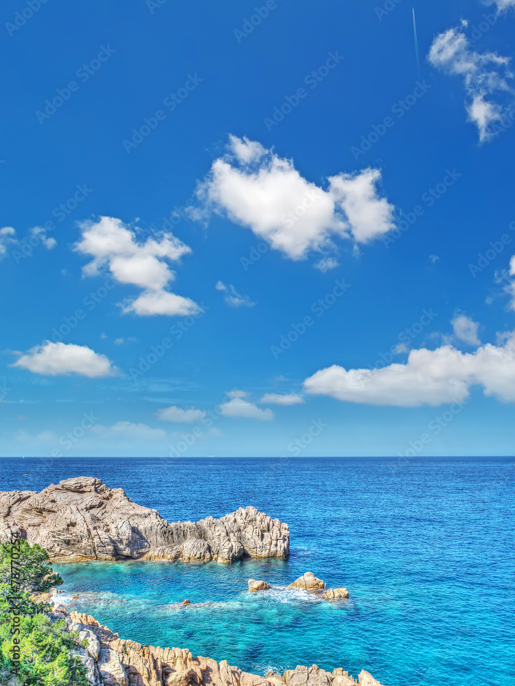 Costa Paradiso rocky shore in hdr