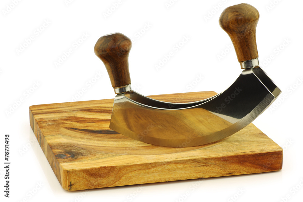 modern herb cutter (wiegemes) with wooden handles