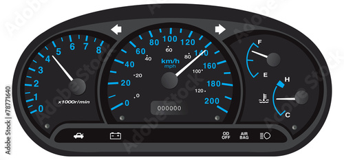 Black and blue car dashboard