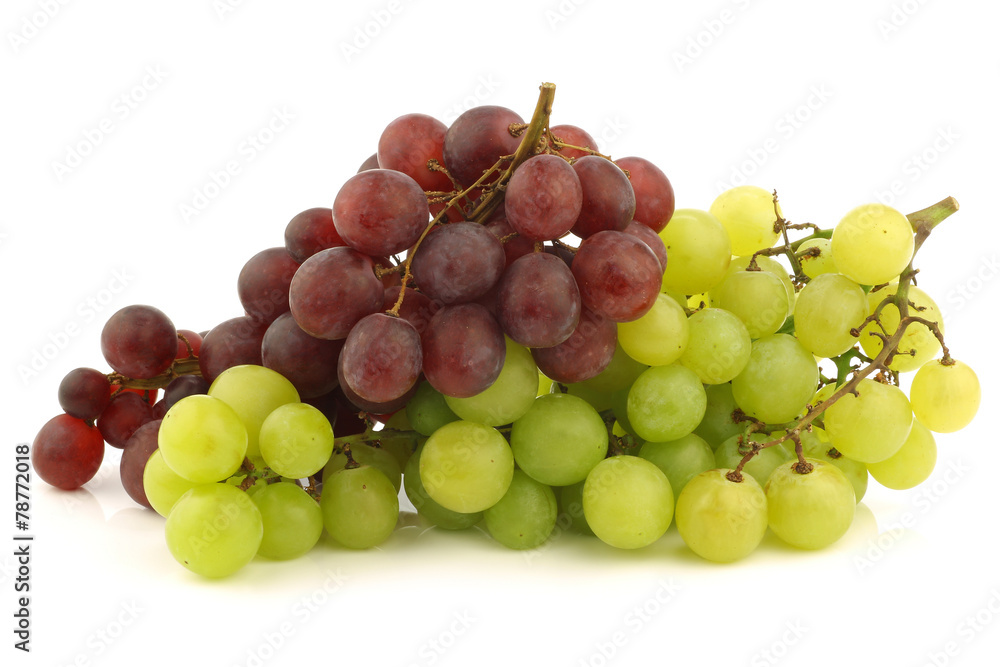 fresh red and white seedless grapes on the vine fresh red and white seedless grapes on the vine