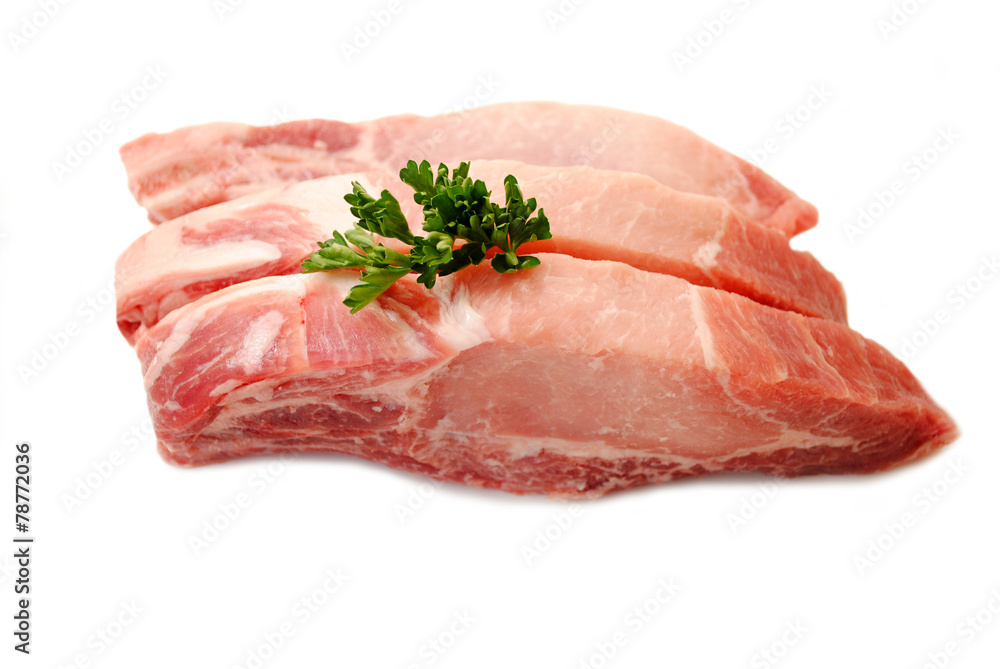 Organic Lean Pork Ribs on White Organic Lean Pork Ribs on White