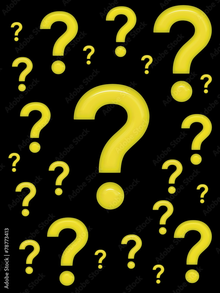 Glossy yellow question marks on black Glossy yellow question marks on black