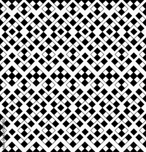 Abstract Geometric Seamless Pattern from Black and White Squares