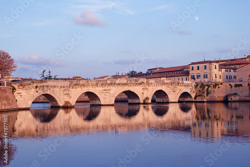 Italy, Rimini, the world famous Tiberio Roman bridge. photo