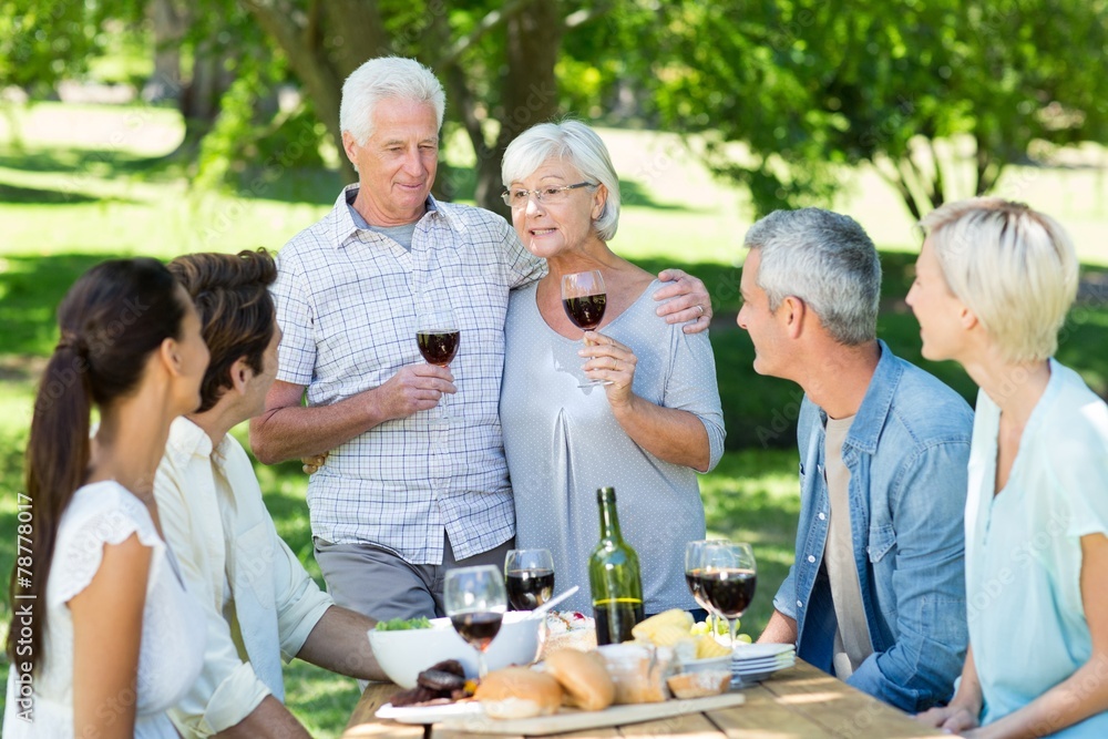 Happy senior toasting with their family Happy senior toasting with their family