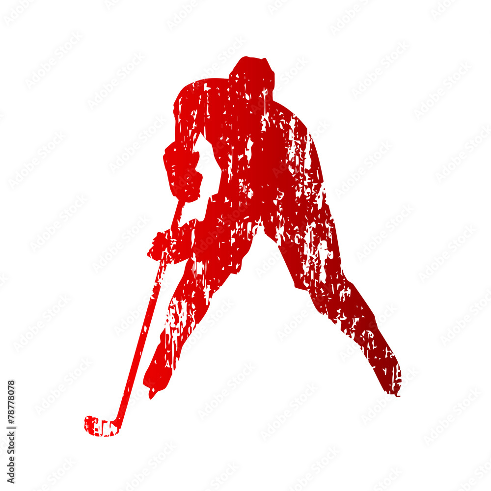 Naklejka premium Hockey player. Grunge