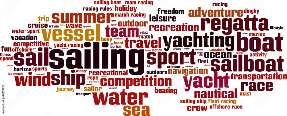Obraz premium Sailing word cloud concept. Vector illustration