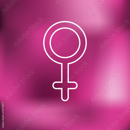 Female gender symbol. Blurred background