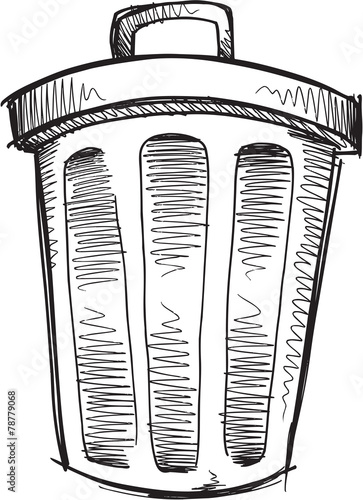Doodle Sketch Trash Can Vector Illustration Art