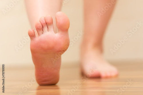 Foot stepping closeup
